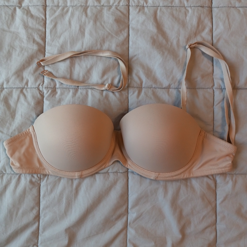 PINK strapless/multiway nude pushup bra
